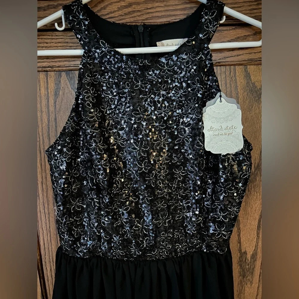 NWT Altar'd State | Sequin Black Chiffon Dress | medium - Picture 4 of 7